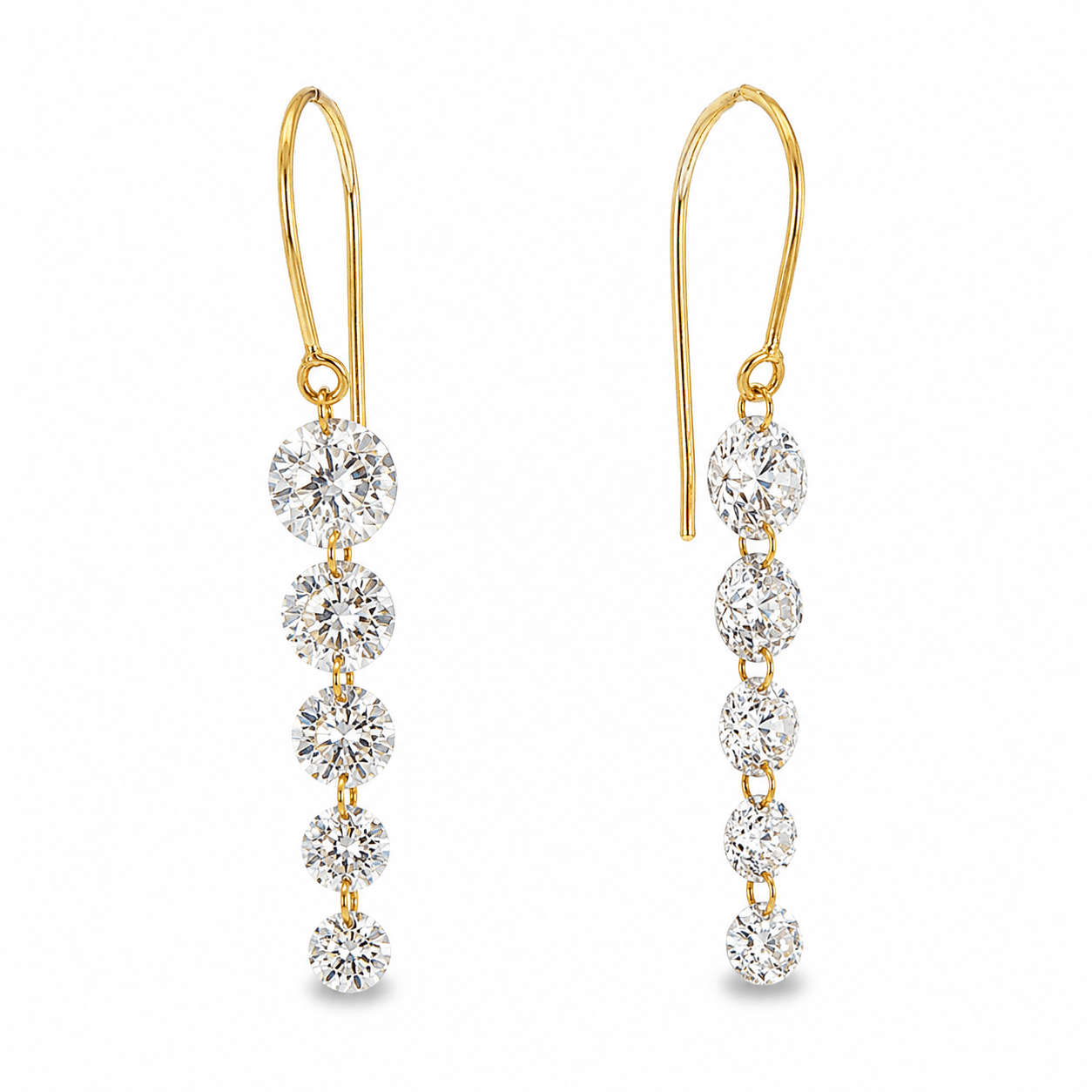 14K Yellow Gold Lab-Grown Diamond Drop Earrings
