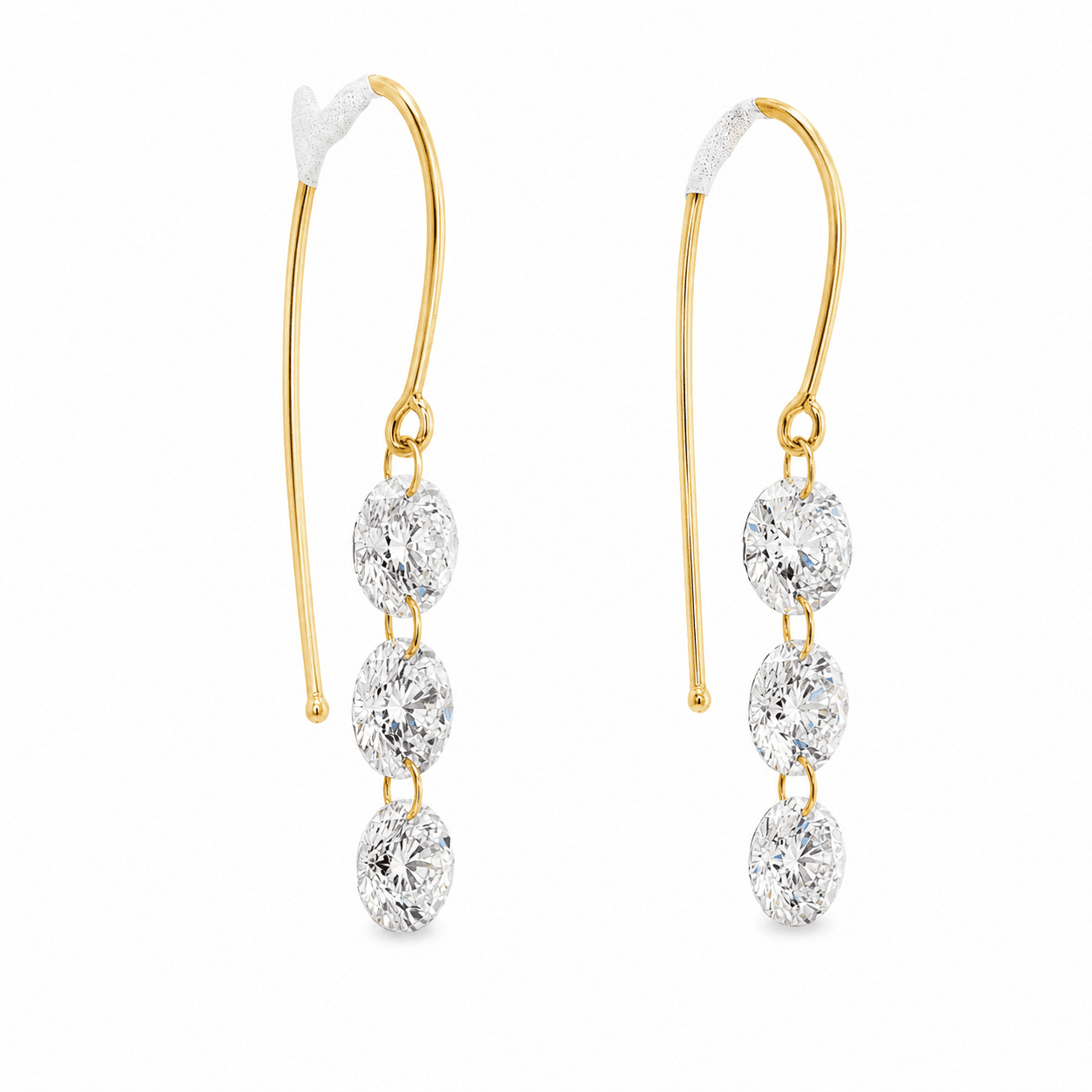 14K Yellow Gold Diamond Drop Earrings