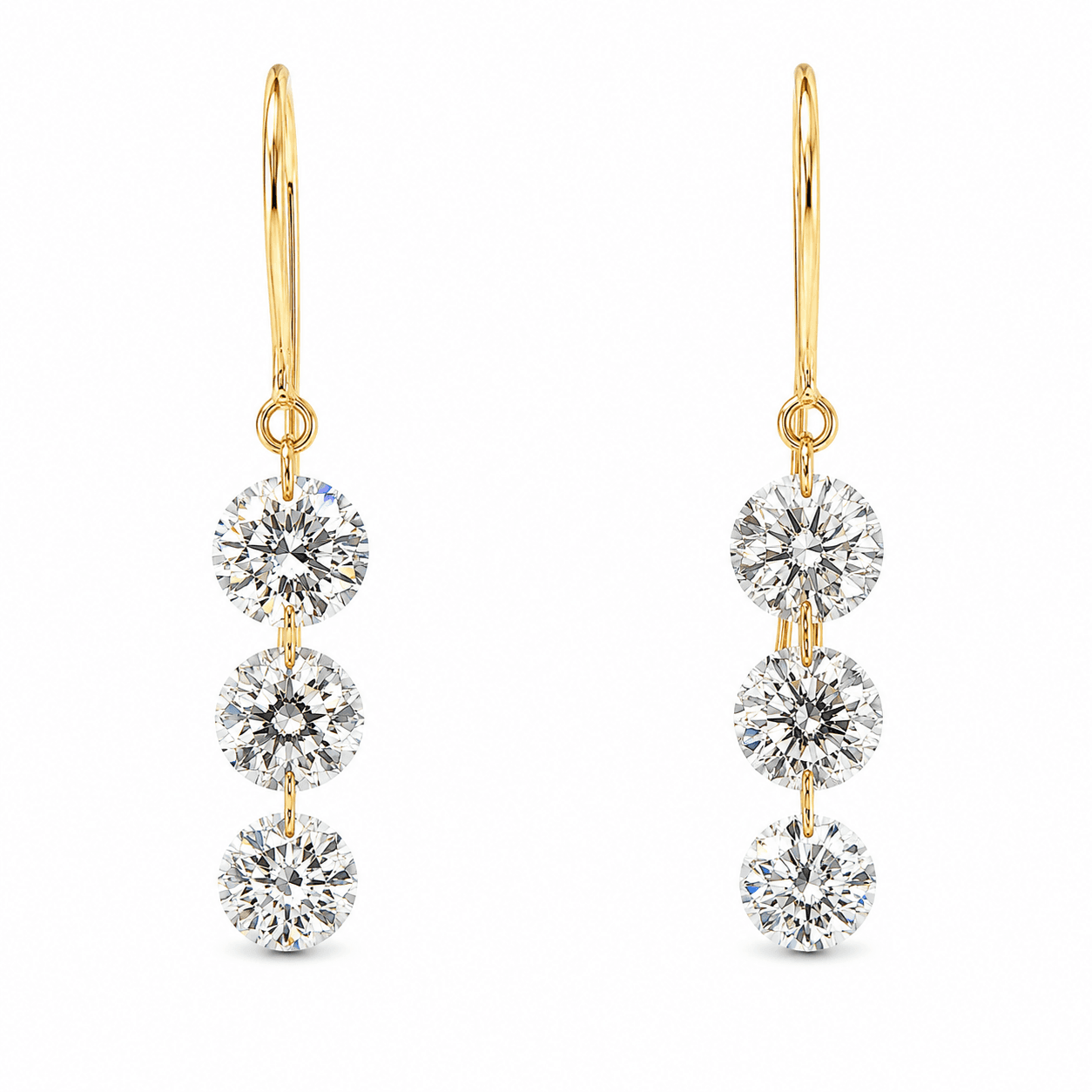 14K Yellow Gold Diamond Drop Earrings