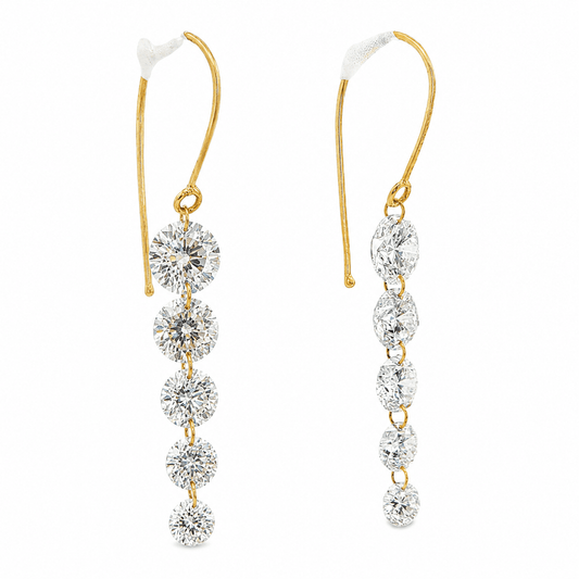 3.21 CT TW. Yellow Gold Lab-Grown Diamond Drop Earrings