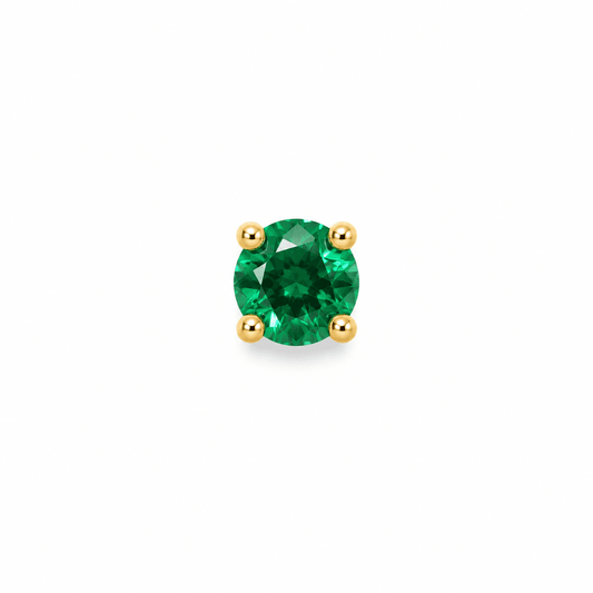 14K Yellow Gold Green Stone Stud Earring
