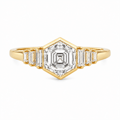 2.31 CTW Hexagon Lab-Grown Diamond Engagement Ring