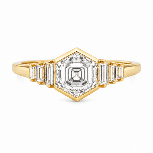 2.31 CTW Hexagon Lab-Grown Diamond Engagement Ring