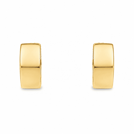 14K Yellow Gold Hexagon Huggie Earrings