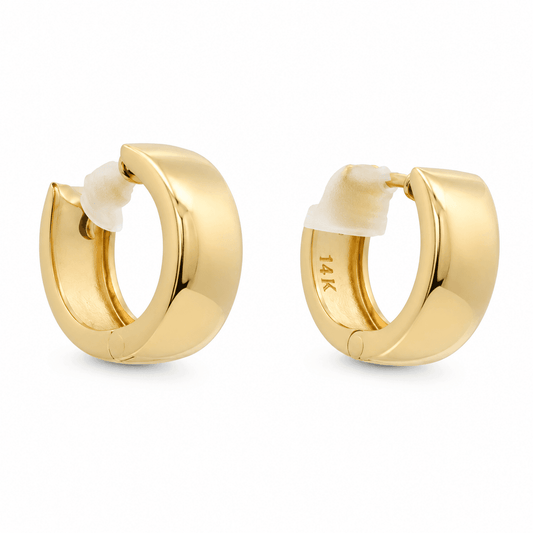 14K Yellow Gold Huggie Hoop Earrings