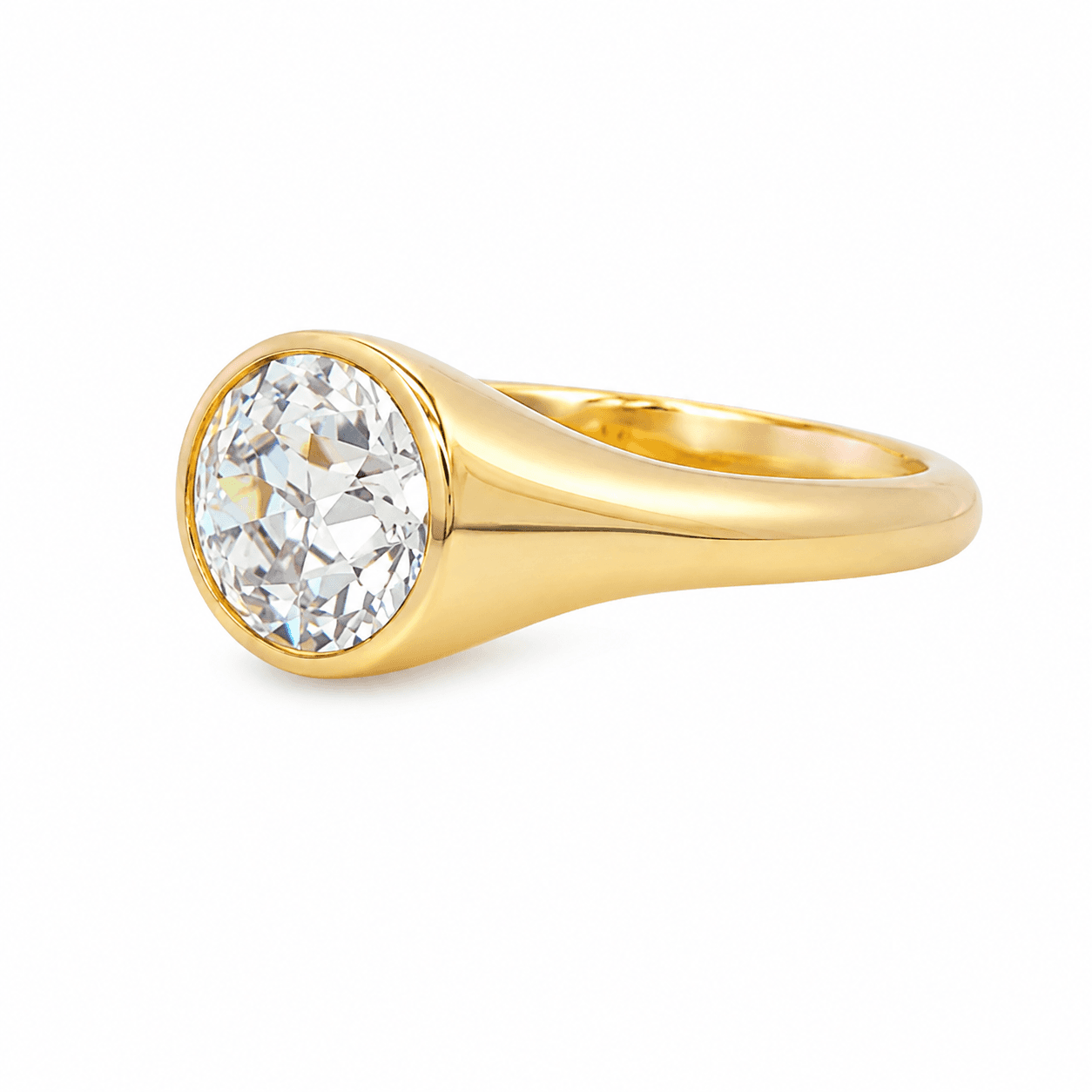 14K Yellow Gold Lab-Grown Diamond Bezel Set Engagement Ring