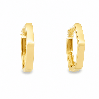 14K Yellow Gold Narrow Hexagon Huggie Earrings