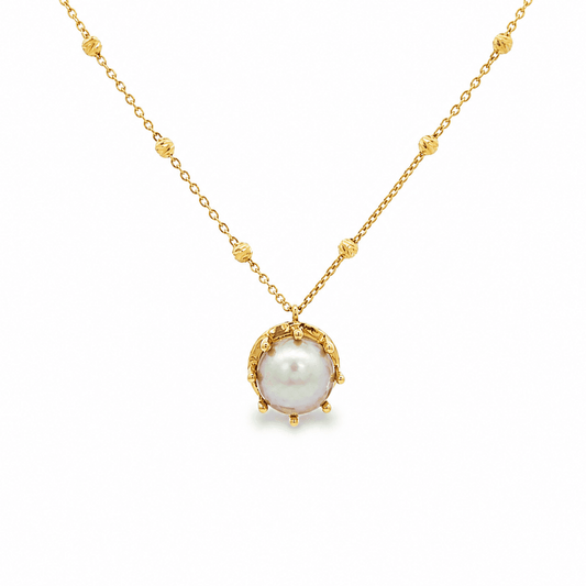 14K Yellow Gold Natural Pearl Pendant