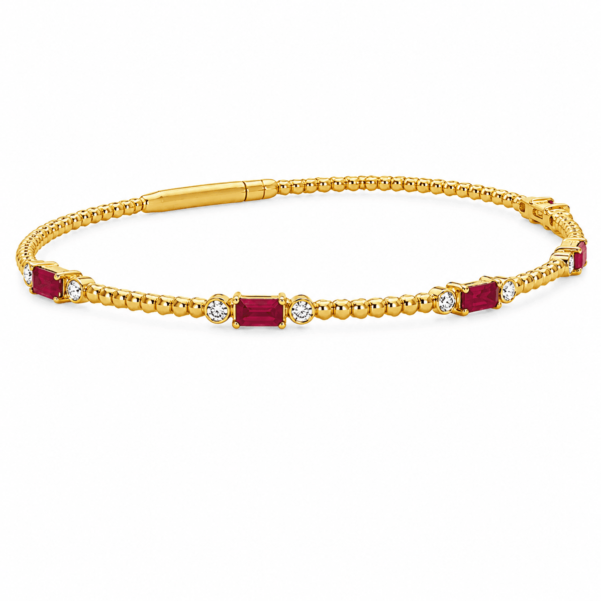 0.13 TDW Ruby and Diamond Yellow Gold Bracelet