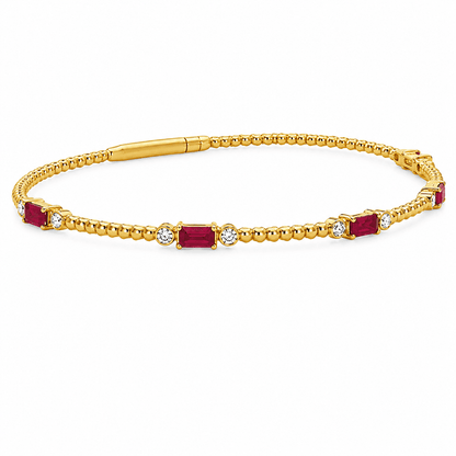 0.13 TDW Ruby and Diamond Yellow Gold Bracelet
