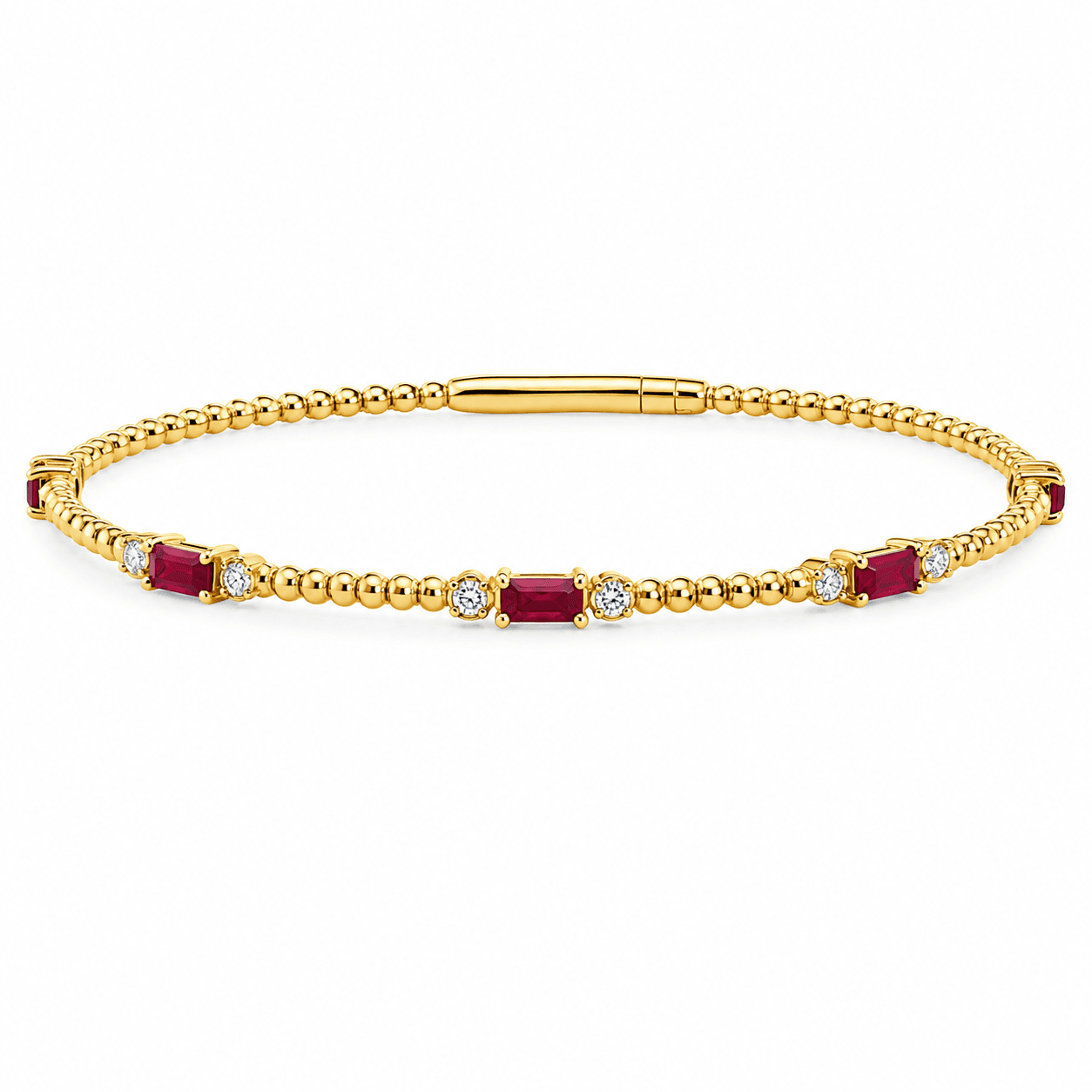 1/10 CT TW. Ruby and Diamond Yellow Gold Bracelet