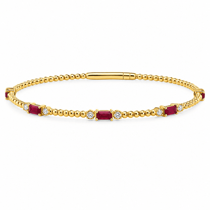 0.13 TDW Ruby and Diamond Yellow Gold Bracelet