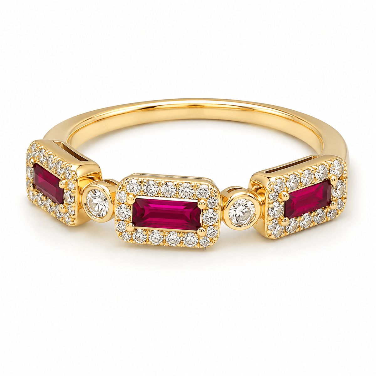 14K Yellow Gold Ruby & Diamond Ring