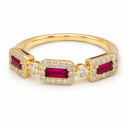 14K Yellow Gold Ruby & Diamond Ring