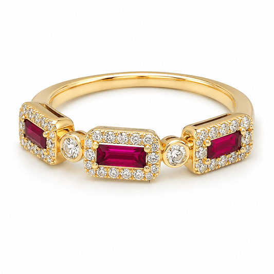14K Yellow Gold Ruby & Diamond Ring