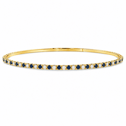 1-1/10 CT TW. 14K Yellow Gold Sapphire and Diamond Bracelet