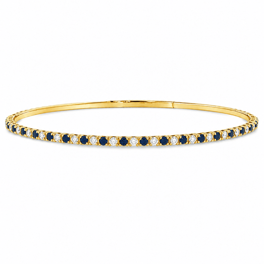 1-1/10 CT TW. 14K Yellow Gold Sapphire and Diamond Bracelet