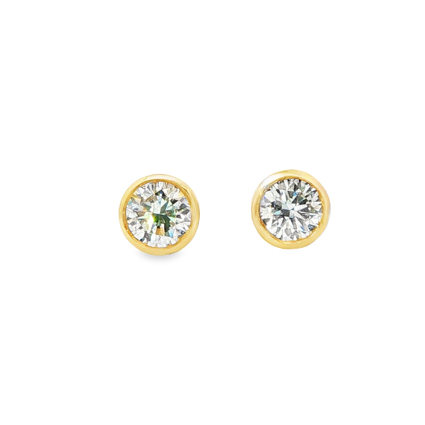 1.50 CTW Round Lab-Grown Diamond Bezel Stud Earrings