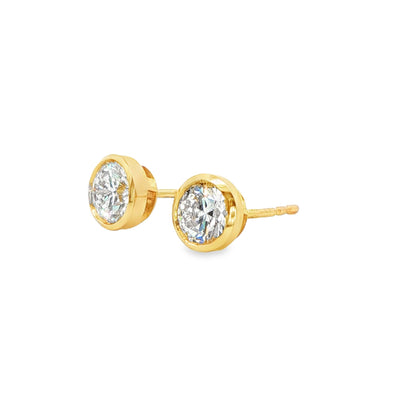 1.50 CTW Round Lab-Grown Diamond Bezel Stud Earrings