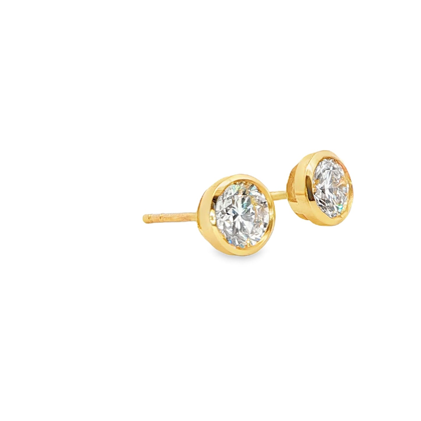 1.50 CTW Round Lab-Grown Diamond Bezel Stud Earrings