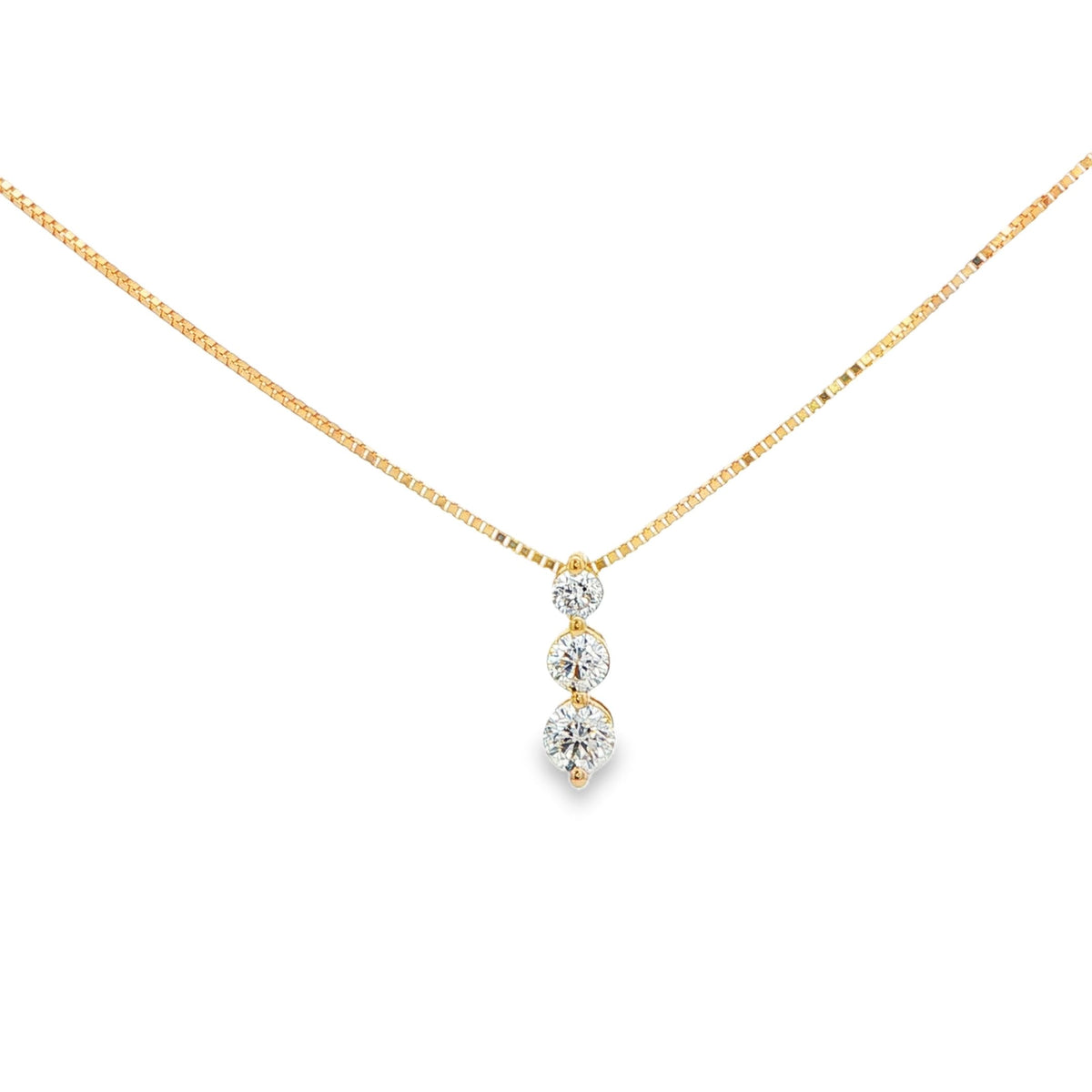 Three-Stone Snowman Pendant Necklace, 0.25 CTW