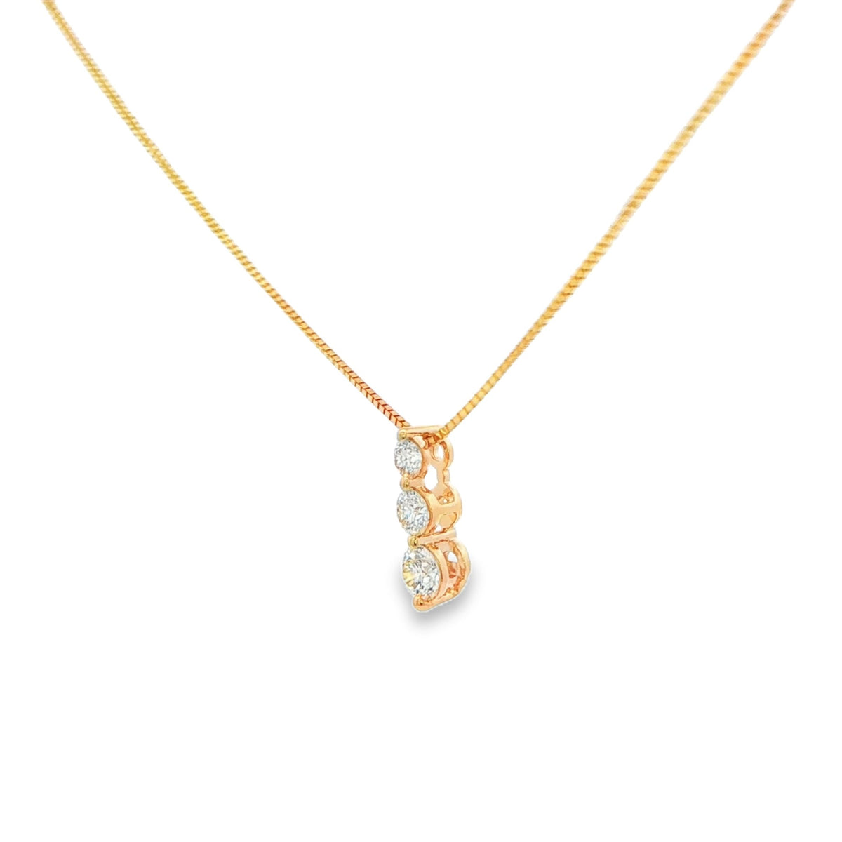 Three-Stone Snowman Pendant Necklace, 0.25 CTW