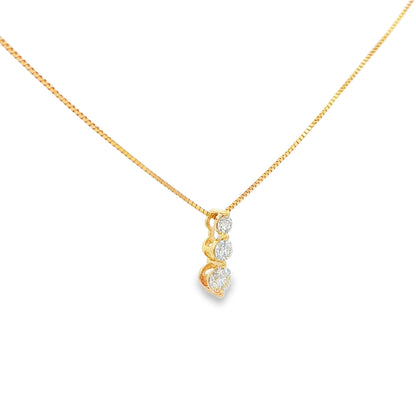 Three-Stone Snowman Pendant Necklace, 0.25 CTW