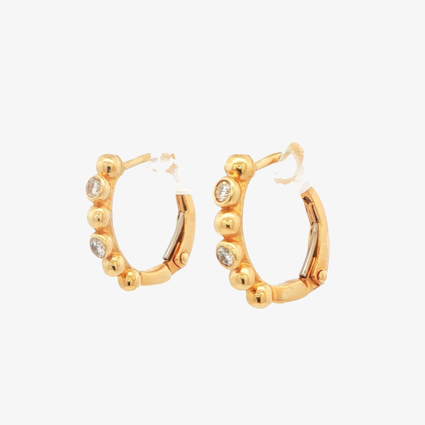 14K Yellow Gold Diamond Bezel Hoop Earrings