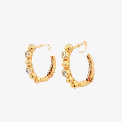 14K Yellow Gold Diamond Bezel Hoop Earrings