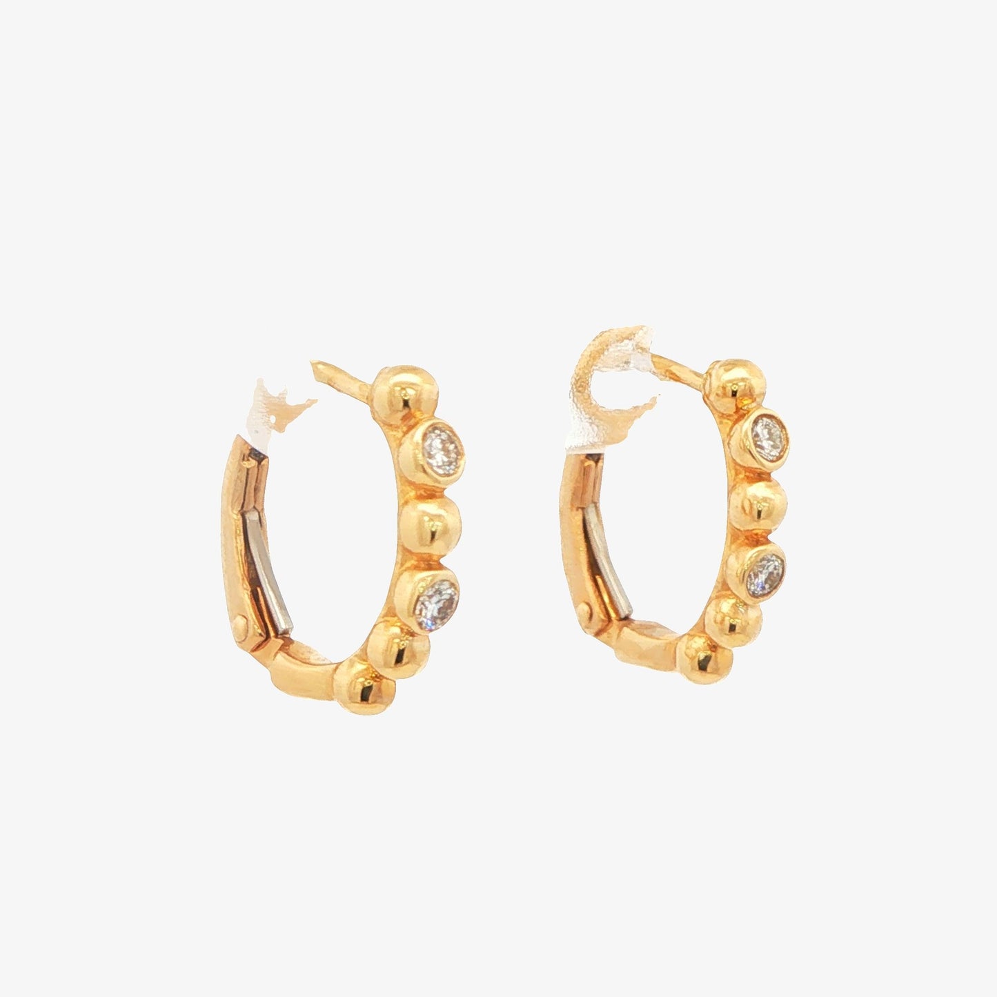 14K Yellow Gold Diamond Bezel Hoop Earrings