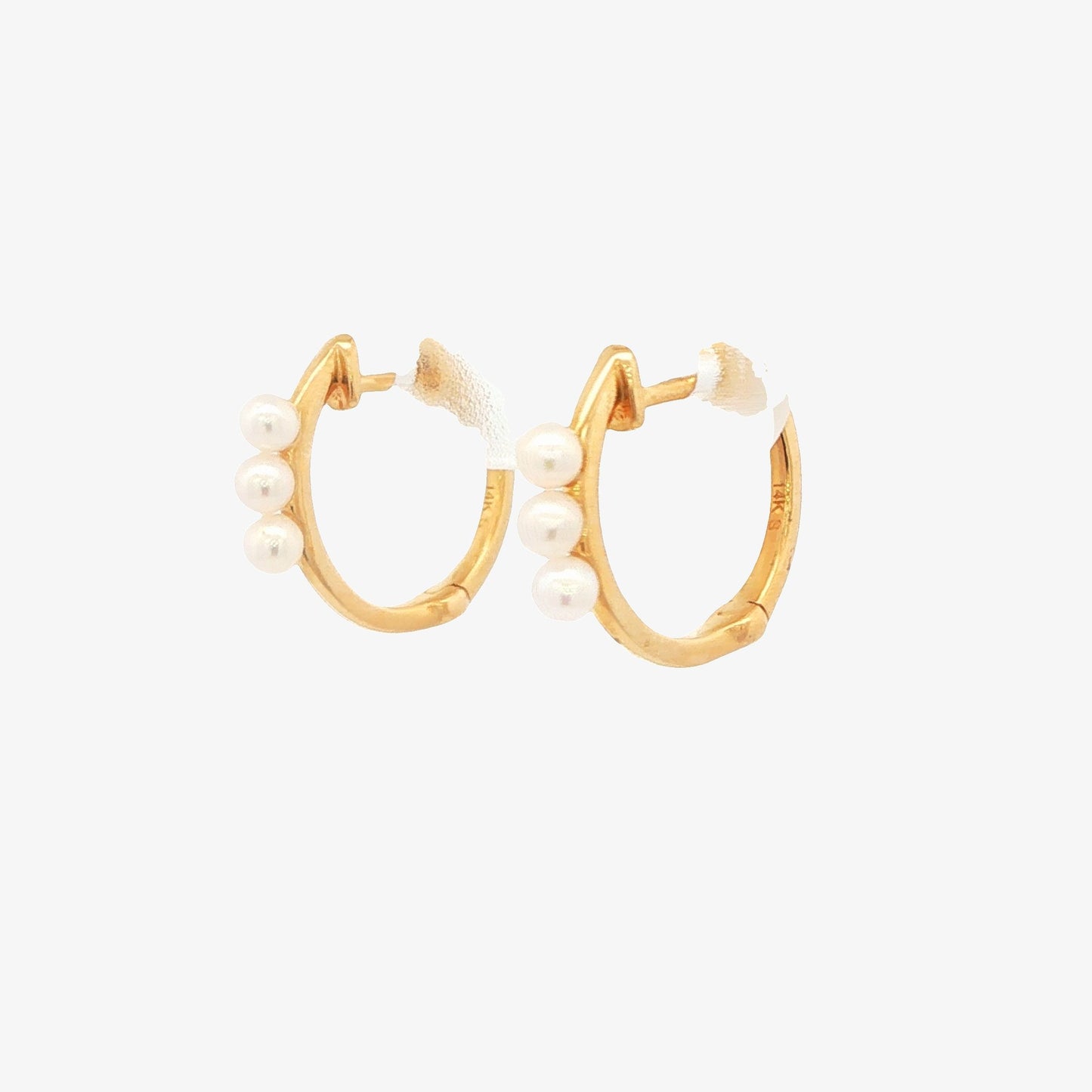 6-Pearl Gold Hoop Earrings