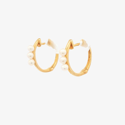 6-Pearl Gold Hoop Earrings
