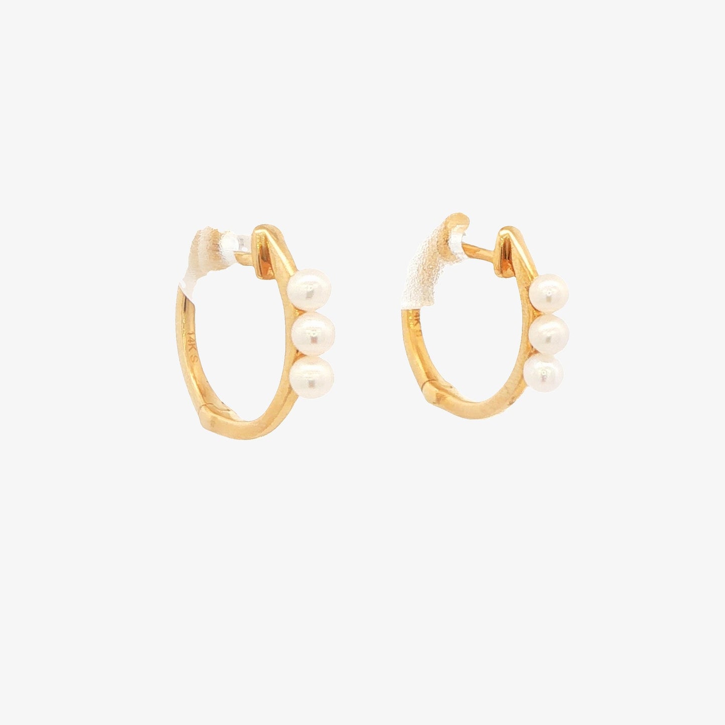 6-Pearl Gold Hoop Earrings
