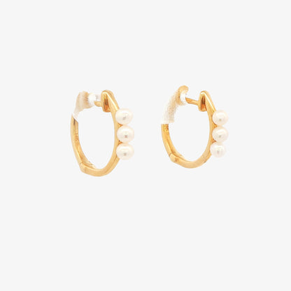 6-Pearl Gold Hoop Earrings