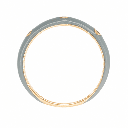 18K Grey Enamel Station Diamond Band