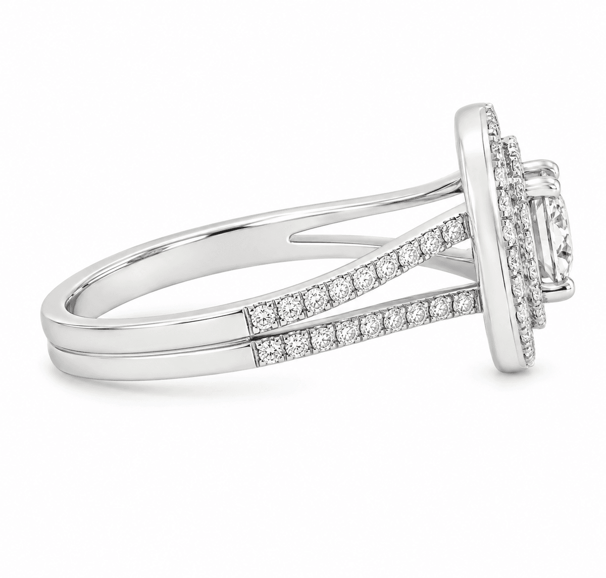1.19 CTW Round Diamond Double Halo Engagement Ring