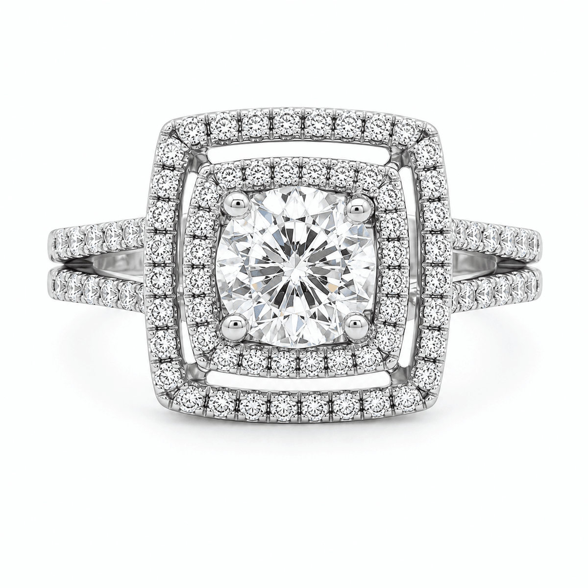 1.19 CTW Round Diamond Double Halo Engagement Ring