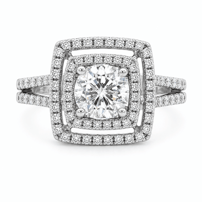 1.19 CTW Round Diamond Double Halo Engagement Ring