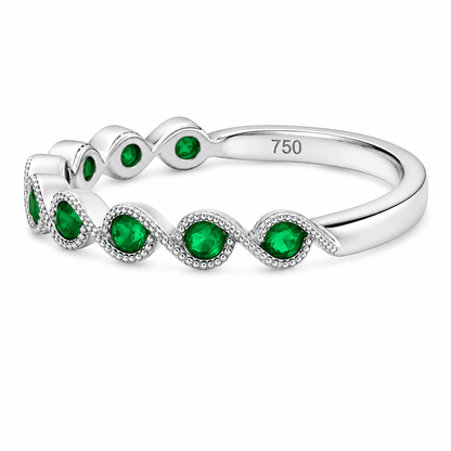 18K White Gold Emerald Band Ring
