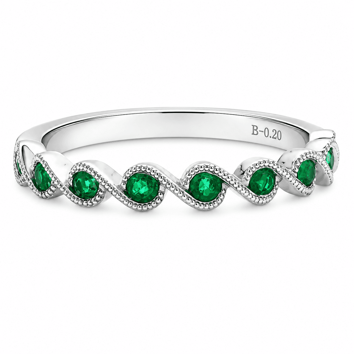 18K White Gold Emerald Band Ring