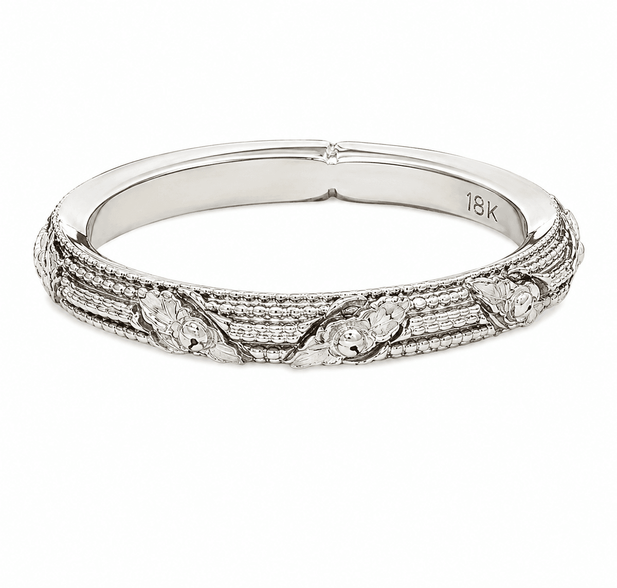 18K Textured White Gold Stackable Band