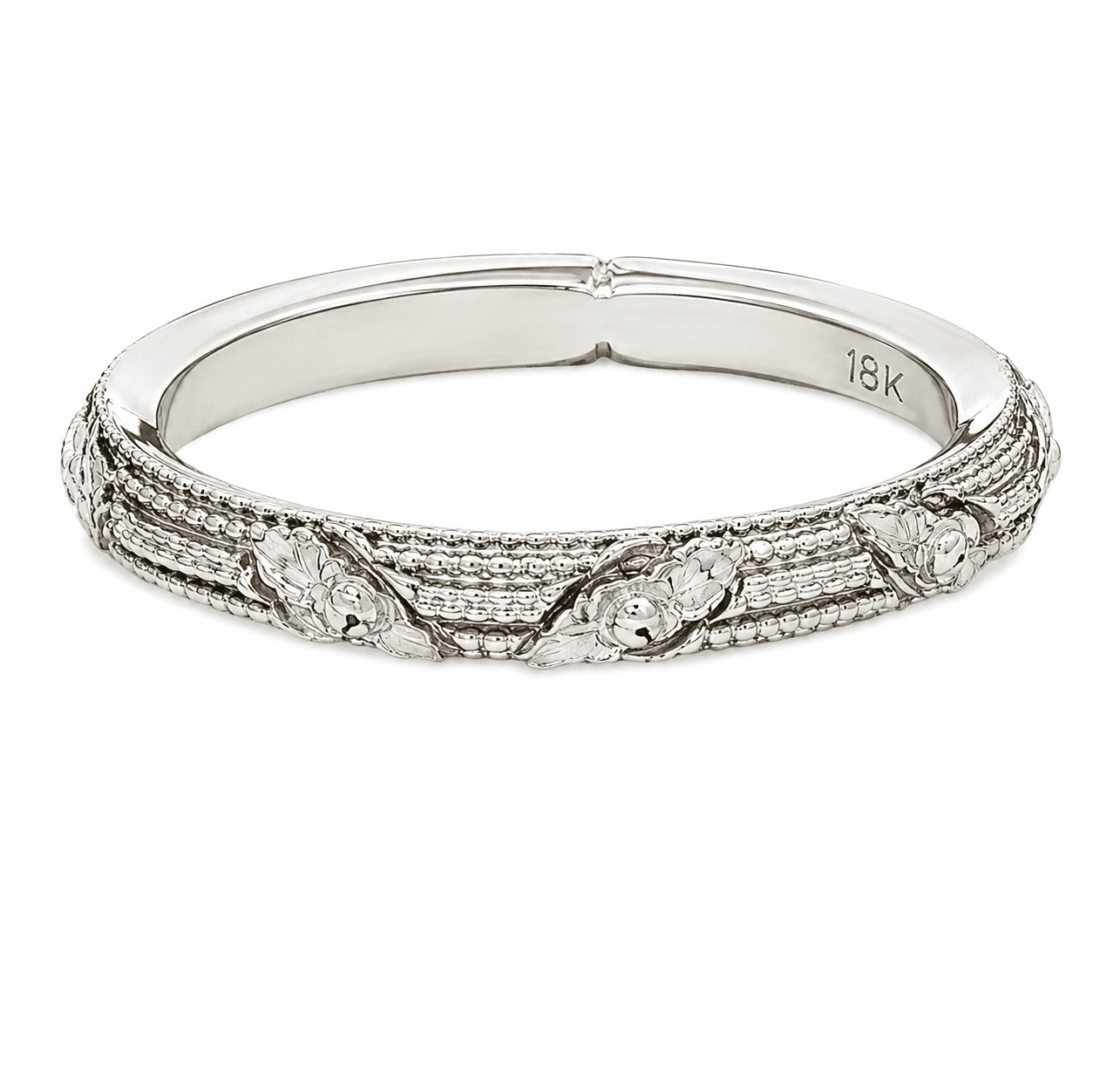 Textured 18K White Gold Stackable Band