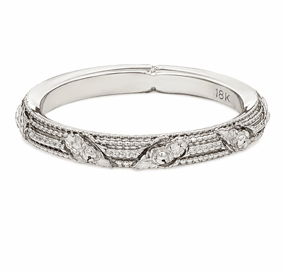 Textured 18K White Gold Stackable Band