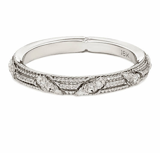 Textured 18K White Gold Stackable Band