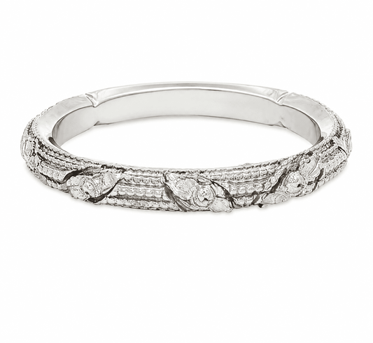 18K Textured White Gold Stackable Band