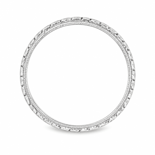 Beaded 18K White Gold Stackable Gold Ring