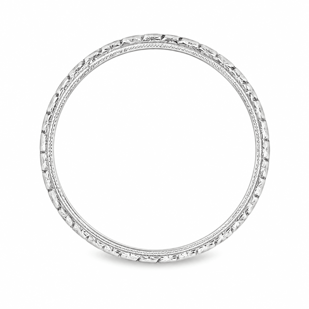 Beaded 18K White Gold Stackable Gold Ring