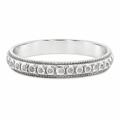 Beaded 18K White Gold Stackable Gold Ring