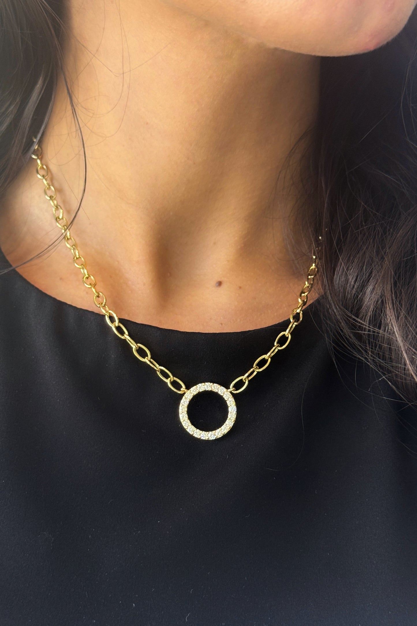 Diamond Circle Pendant Necklace
