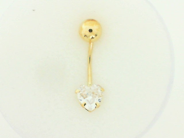 14K Heart CZ Belly Piercing